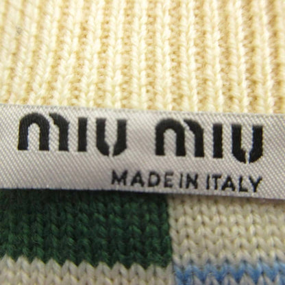 Miu Miu Miu Knit Skirt Mini Wool 40 White Multicolor Checkerboard Pleated PP — view 3