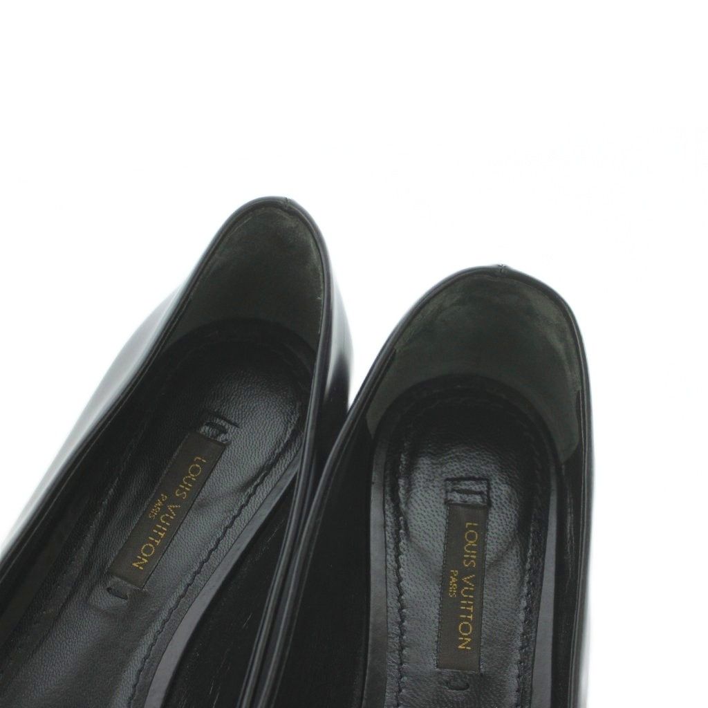 Louis Vuitton Pumps Low Heels Round Toe Leather Cube Motif Black 36 — view 4