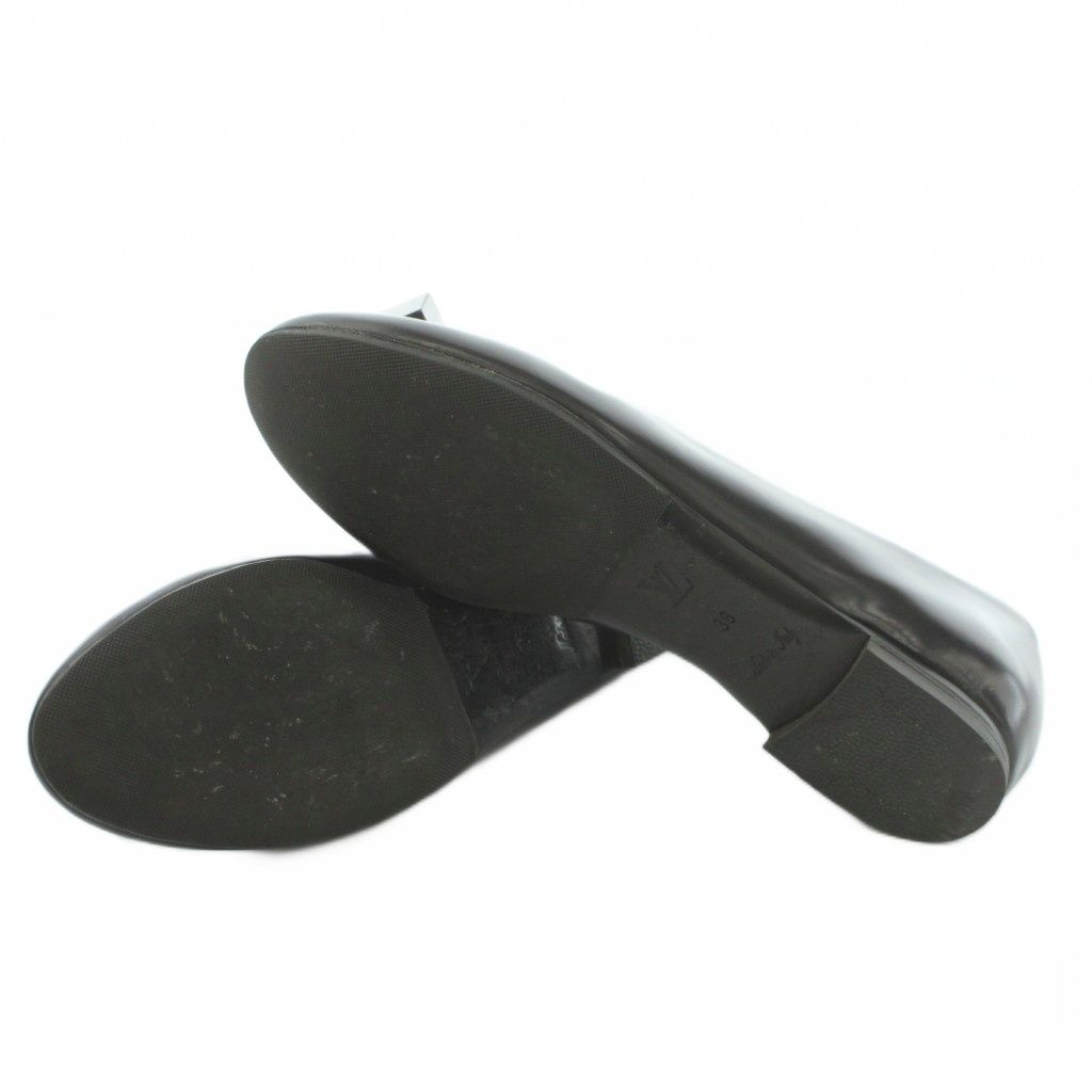 Louis Vuitton Pumps Low Heels Round Toe Leather Cube Motif Black 36 — view 6