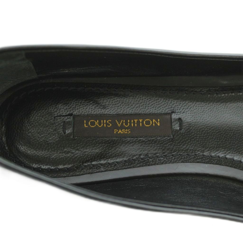 Louis Vuitton Pumps Low Heels Round Toe Leather Cube Motif Black 36 — view 8