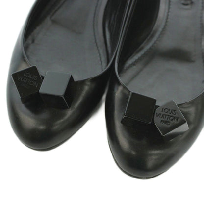 Louis Vuitton Pumps Low Heels Round Toe Leather Cube Motif Black 36 — view 3