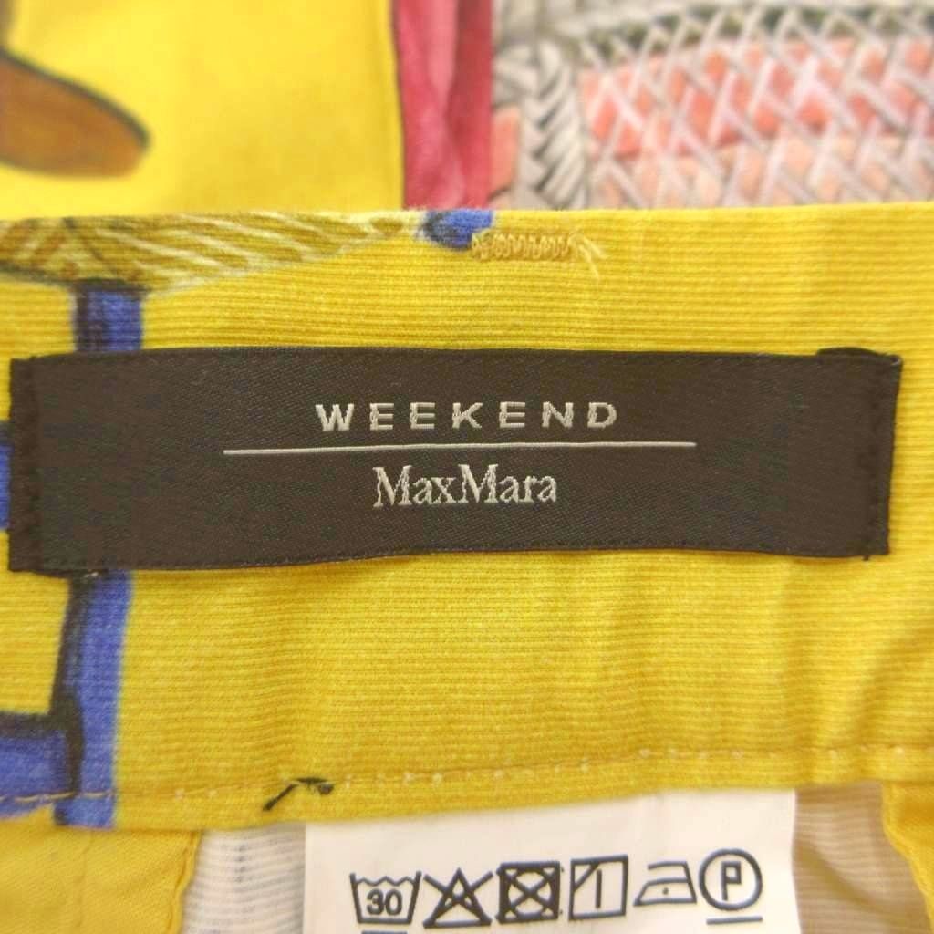 Max Mara Weekend Line Wide Pants Cotton 44 Yellow All Over Pattern Long YU — view 3