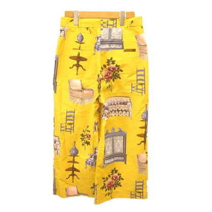 Max Mara Weekend Line Wide Pants Cotton 44 Yellow All Over Pattern Long YU — view 2