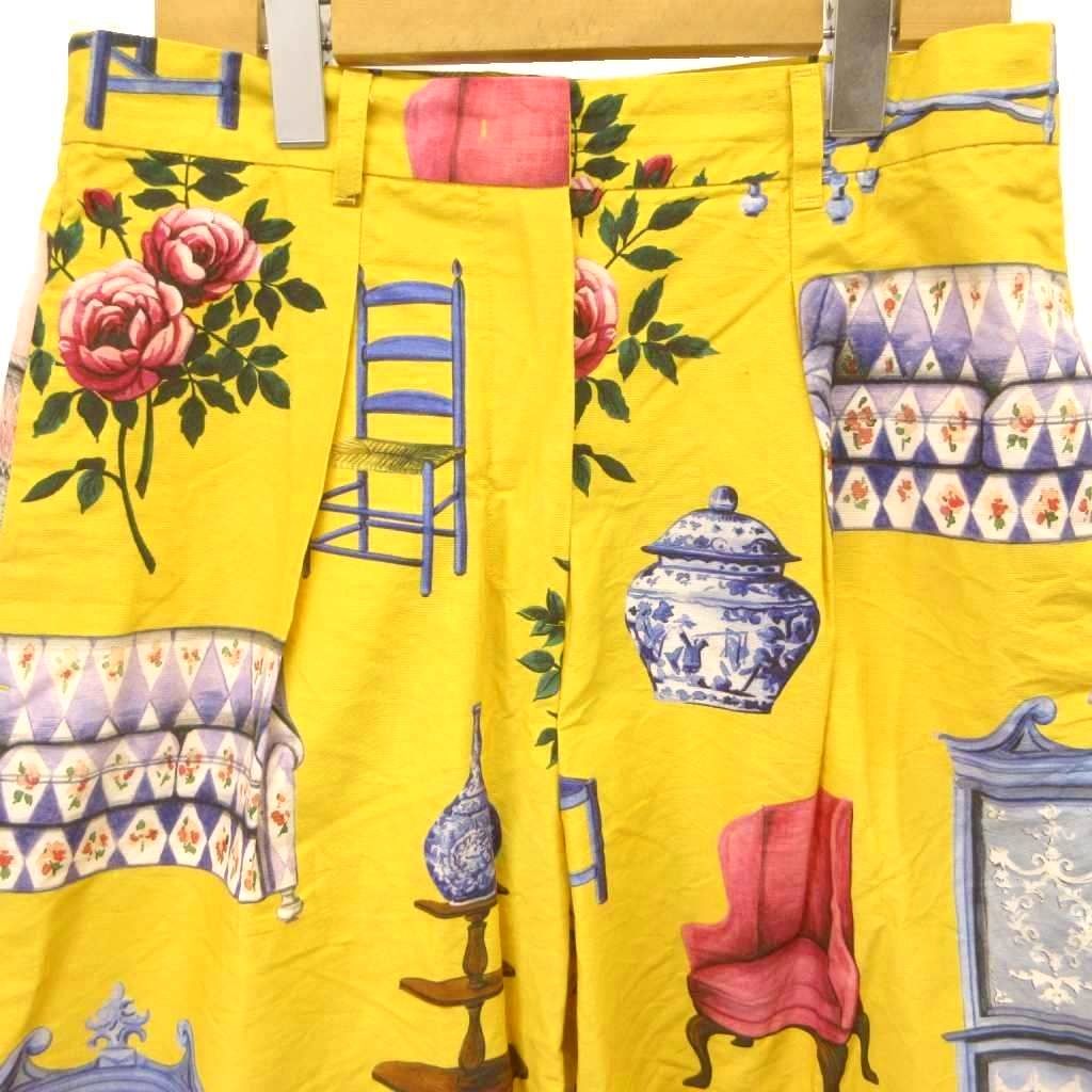 Max Mara Weekend Line Wide Pants Cotton 44 Yellow All Over Pattern Long YU — view 4