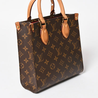 Louis Vuitton Sac Plat BB Monogram Shoulder Bag Leather Brown Gold — view 3