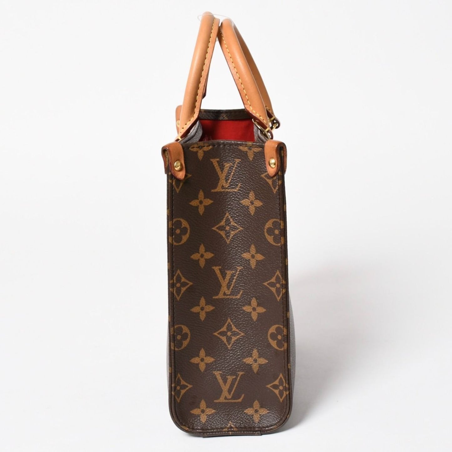 Louis Vuitton Sac Plat BB Monogram Shoulder Bag Leather Brown Gold — view 4