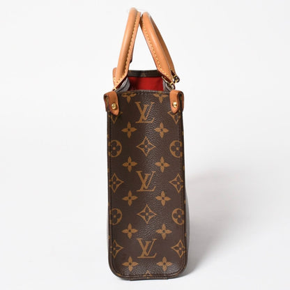 Louis Vuitton Sac Plat BB Monogram Shoulder Bag Leather Brown Gold — view 4