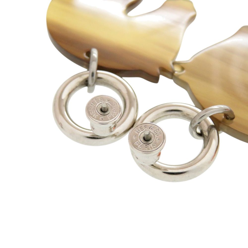 Hermes Cheval Horse Buffalo Horn Brown Earrings — view 4