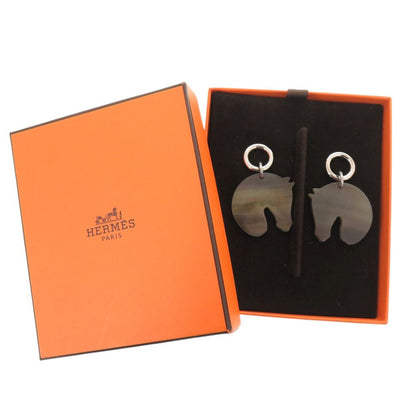 Hermes Cheval Horse Buffalo Horn Brown Earrings — view 2