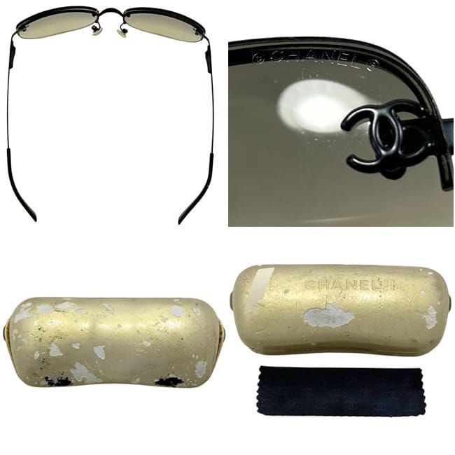 Chanel Sunglasses Black Gradient CC Logo Side Metal Acetate Eyewear Square Lens — view 3