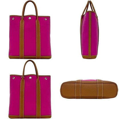 Hermes Tote Garden File PM Pink Brown Rose Purple Gold Palladium Handbag — view 2