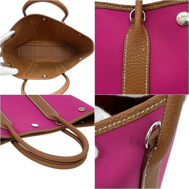 Hermes Tote Garden File PM Pink Brown Rose Purple Gold Palladium Handbag — view 3