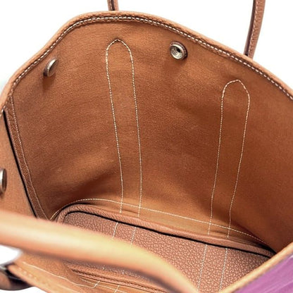 Hermes Tote Garden File PM Pink Brown Rose Purple Gold Palladium Handbag — view 6