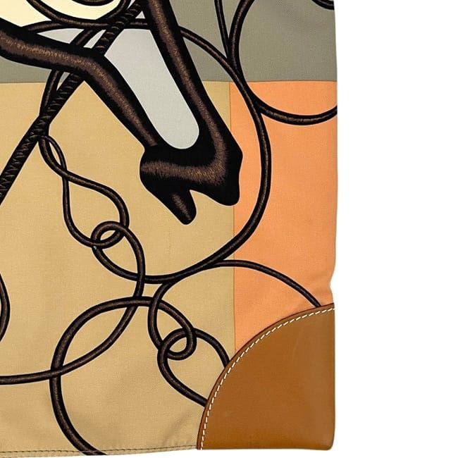 Hermes Shoulder Bag Silky City PM Gray Beige Leather Silk — view 6