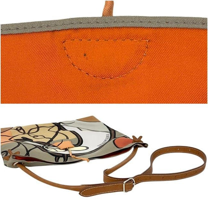 Hermes Shoulder Bag Silky City PM Gray Beige Leather Silk — view 3