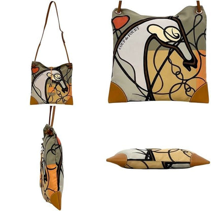 Hermes Shoulder Bag Silky City PM Gray Beige Leather Silk — view 2