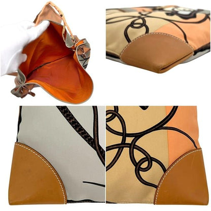 Hermes Shoulder Bag Silky City PM Gray Beige Leather Silk — view 4