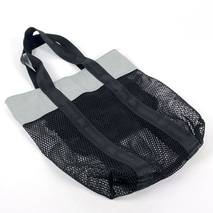 Chanel Sports Line Mesh Tote Bag CC Logo Nylon Canvas Black Gray — view 2