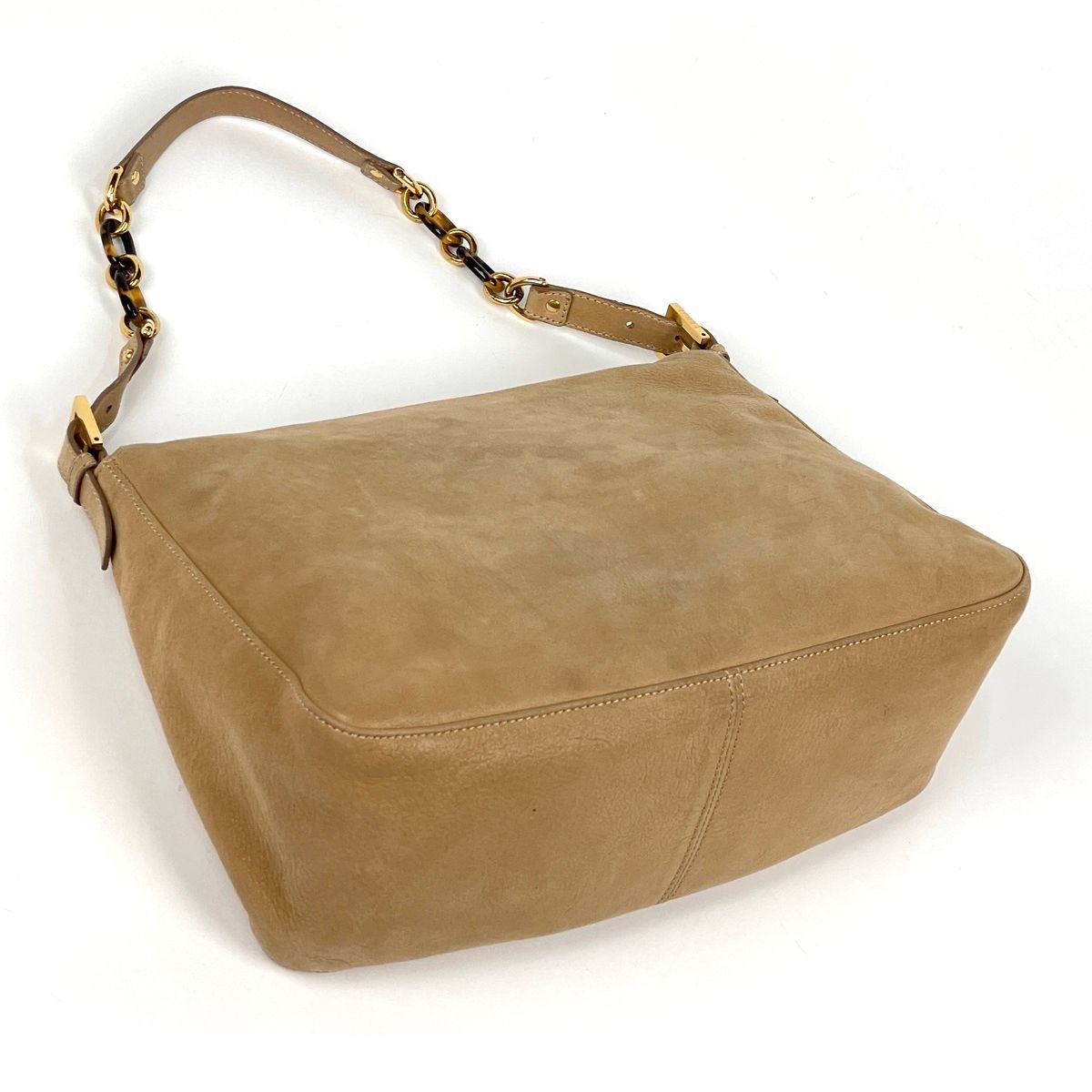 Fendi Zucca Logo Shoulder Bag Big Mamma Baguette Leather Beige — view 2