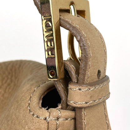 Fendi Zucca Logo Shoulder Bag Big Mamma Baguette Leather Beige — view 4