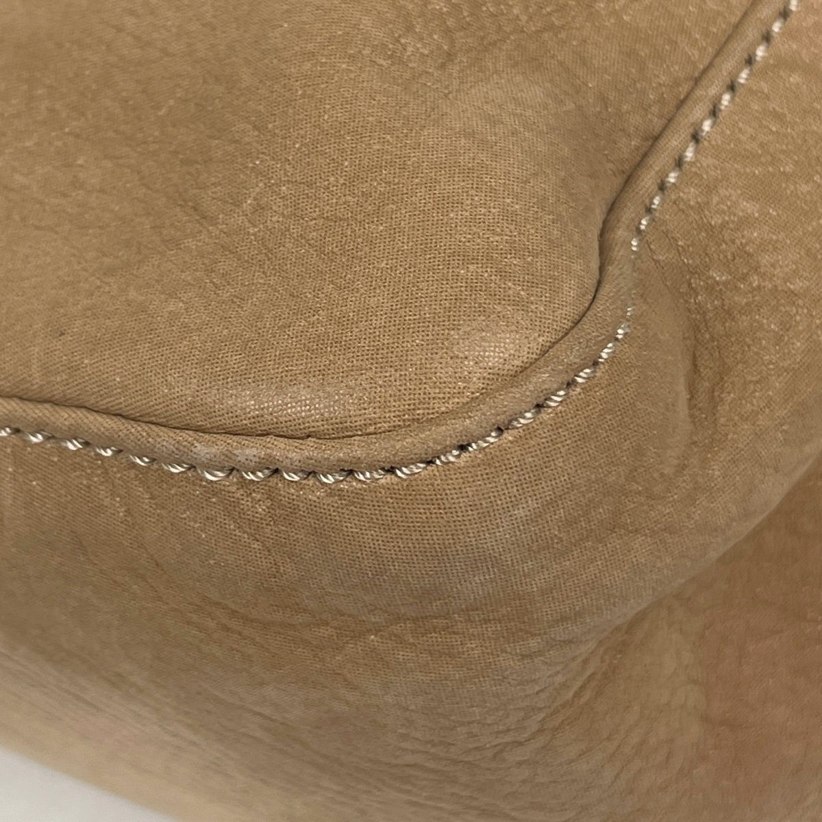 Fendi Zucca Logo Shoulder Bag Big Mamma Baguette Leather Beige — view 3