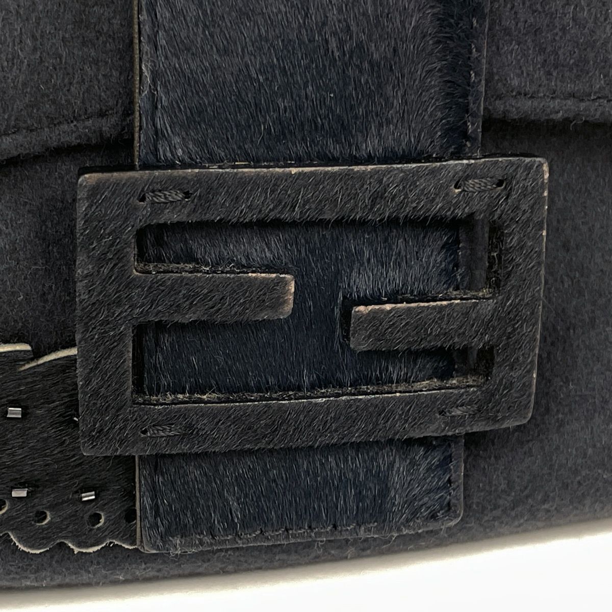 Fendi Zucca Logo Shoulder Bag Mamma Baguette Fabric Black — view 6