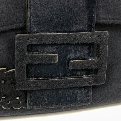 Fendi Zucca Logo Shoulder Bag Mamma Baguette Fabric Black — view 6