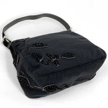 Fendi Zucca Logo Shoulder Bag Mamma Baguette Fabric Black — view 2