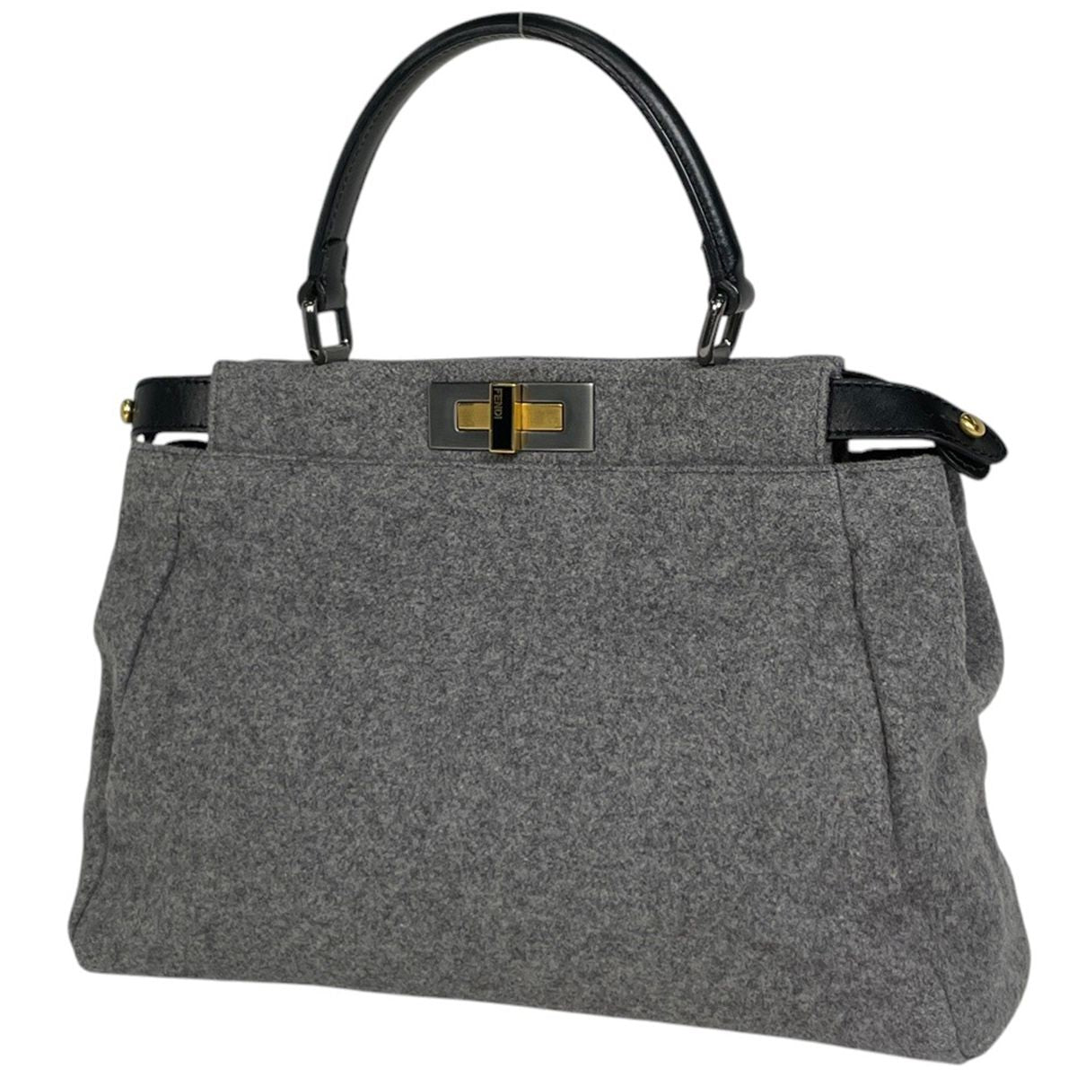 Fendi Peekaboo Handbag Fabric Gray