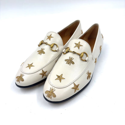 Gucci Jordan Horsebit Leather Gold White Loafers