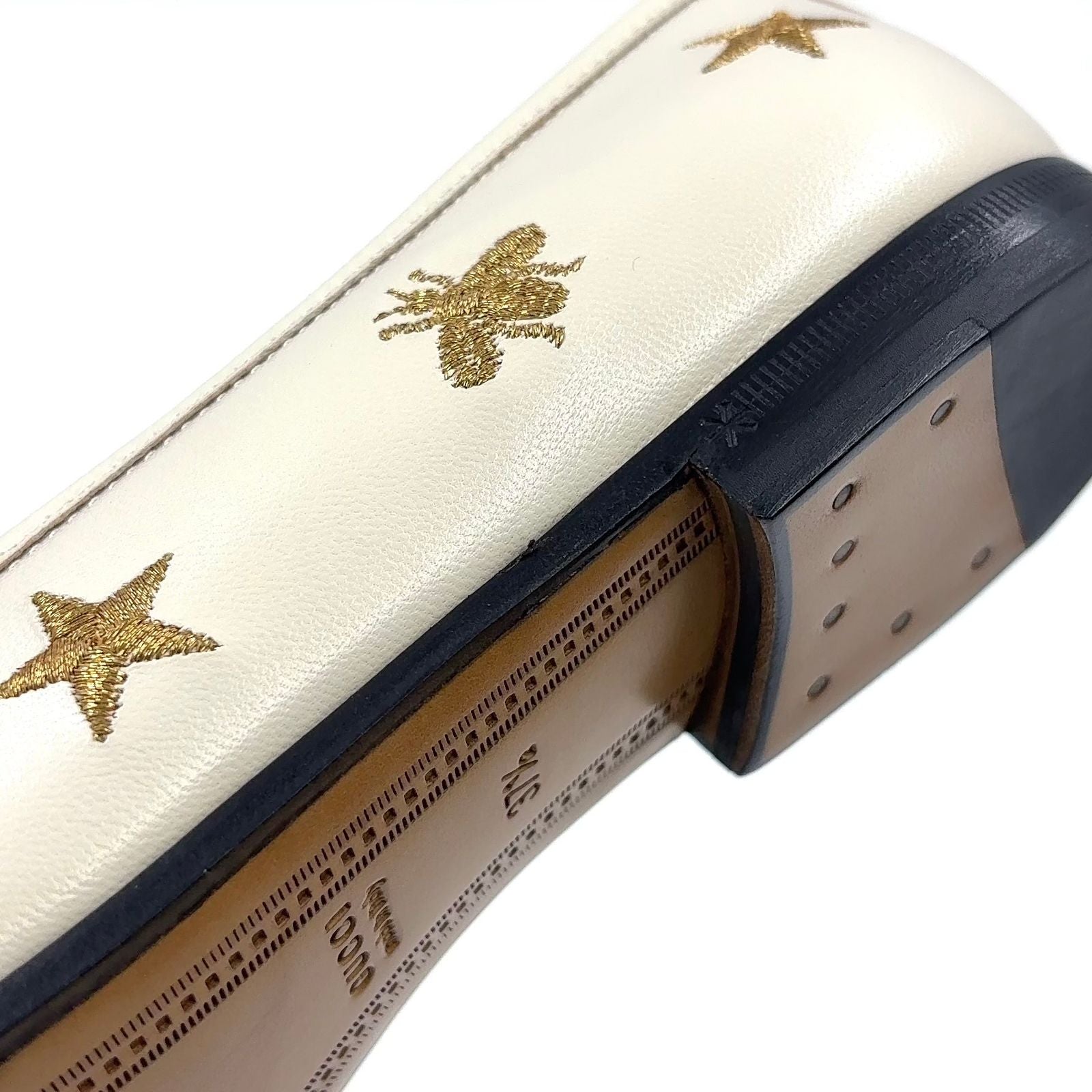 Gucci Jordan Horsebit Leather Gold White Loafers — view 7