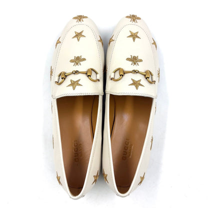 Gucci Jordan Horsebit Leather Gold White Loafers — view 5
