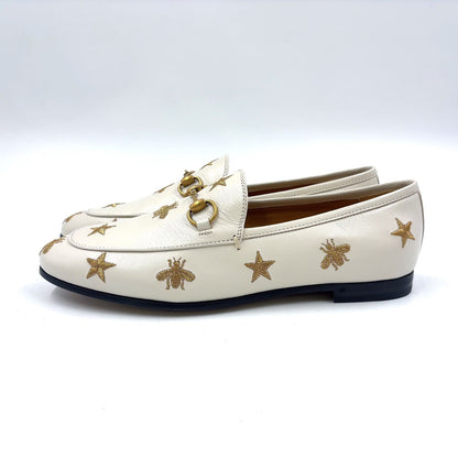 Gucci Jordan Horsebit Leather Gold White Loafers — view 2