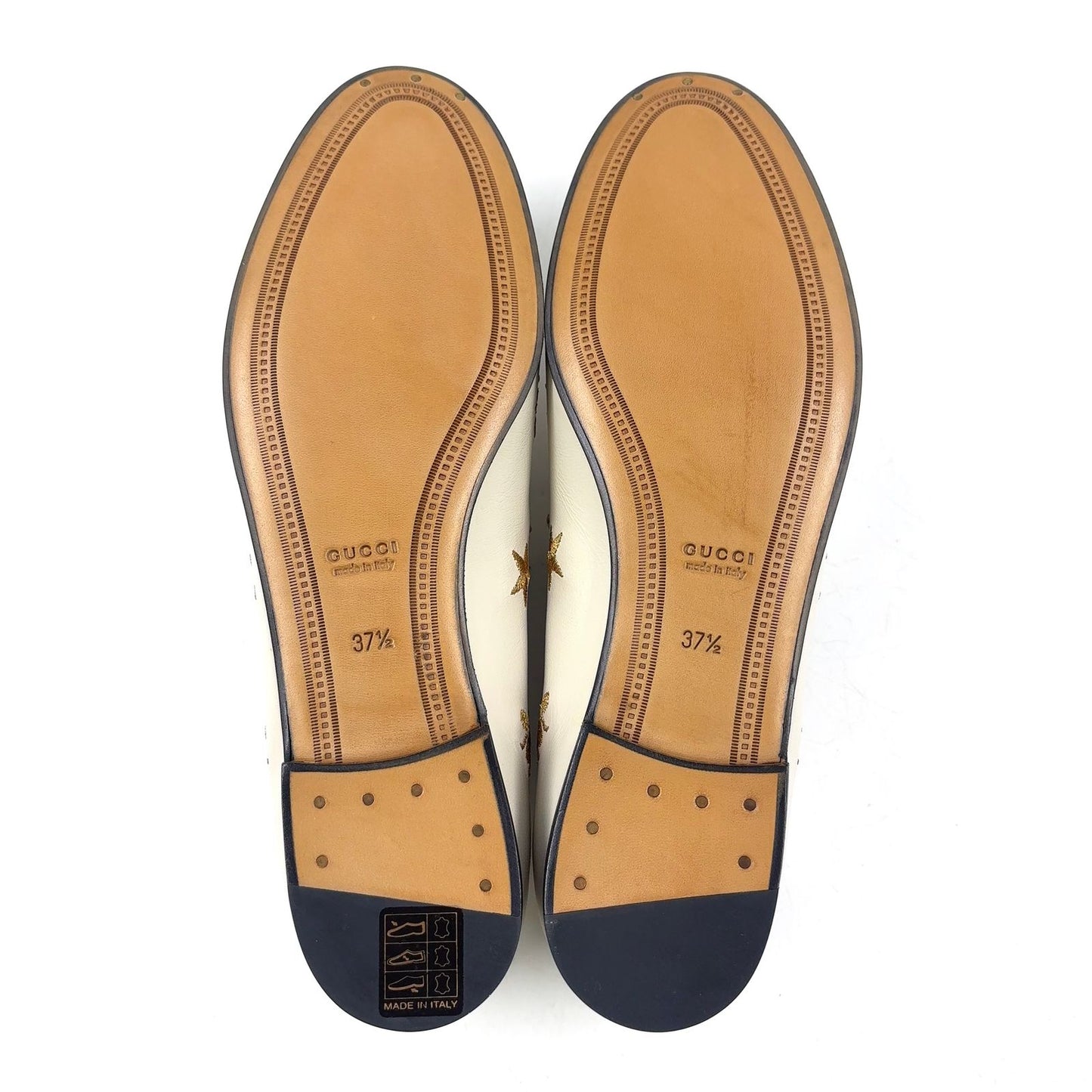 Gucci Jordan Horsebit Leather Gold White Loafers — view 6