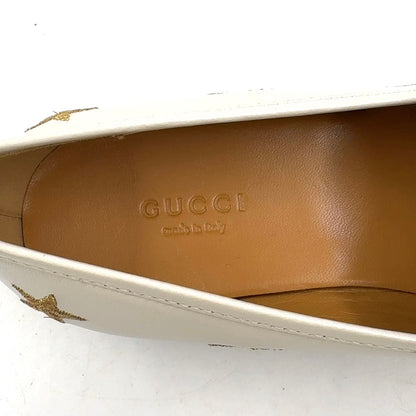 Gucci Jordan Horsebit Leather Gold White Loafers — view 4