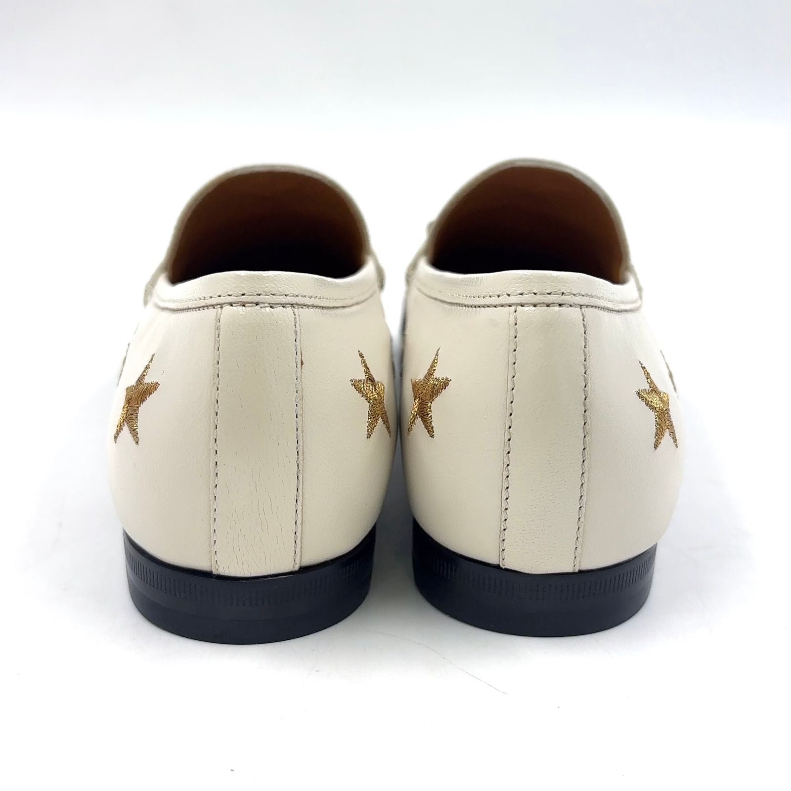 Gucci Jordan Horsebit Leather Gold White Loafers — view 3
