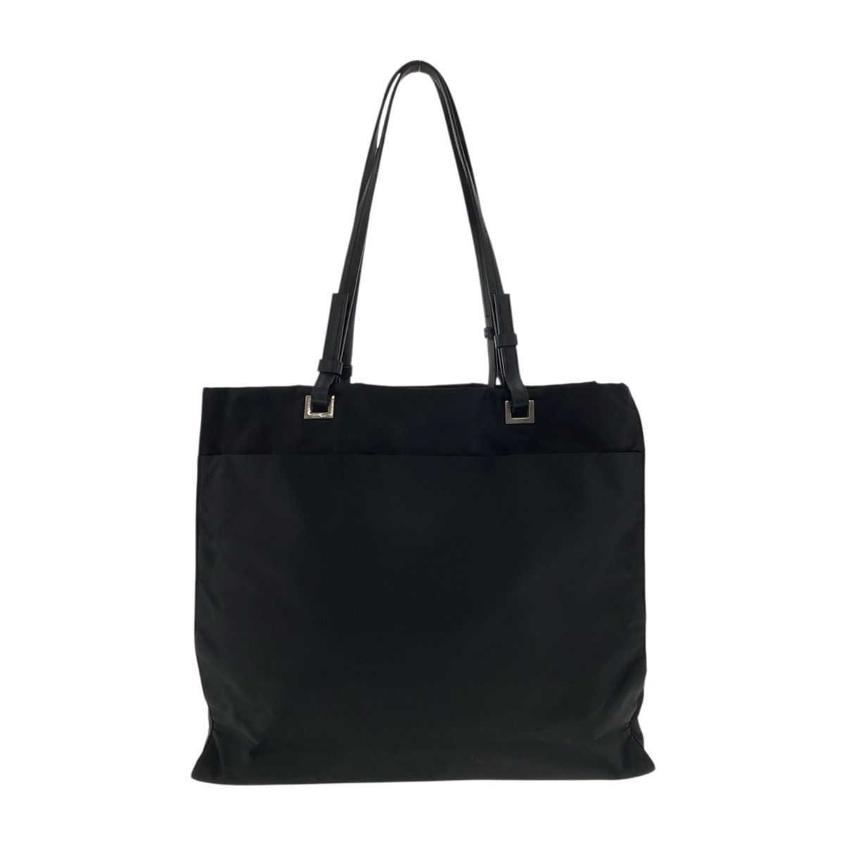 Prada Tessuto Black Silver Nylon Leather Tote Shoulder Bag — view 2