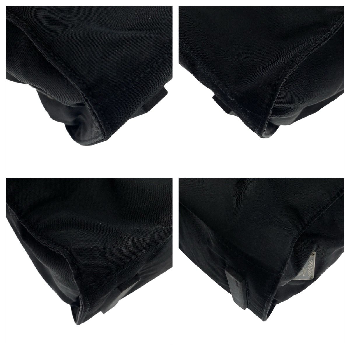 Prada Tessuto Black Silver Nylon Leather Tote Shoulder Bag — view 3