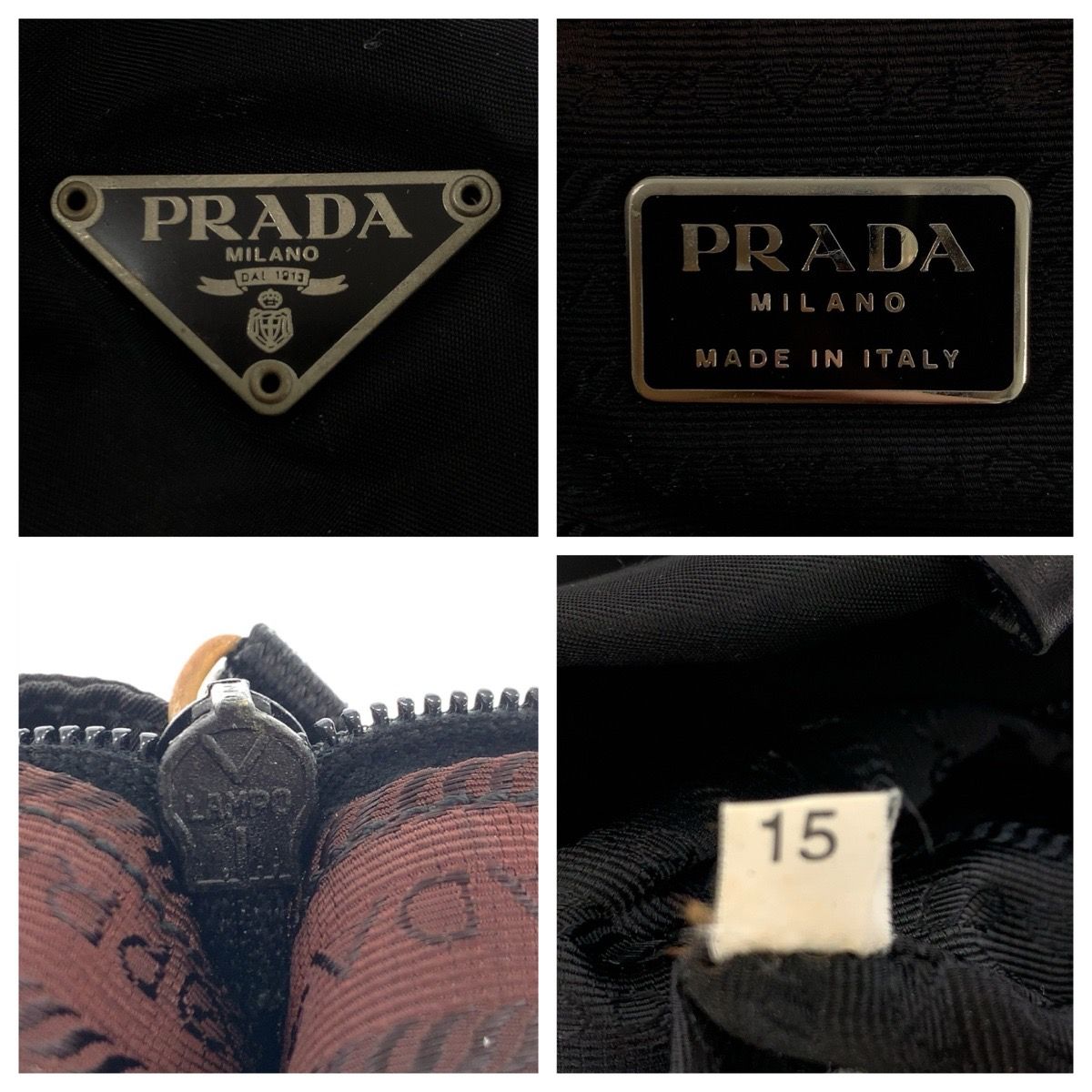 Prada Tessuto Black Silver Nylon Leather Tote Shoulder Bag — view 5