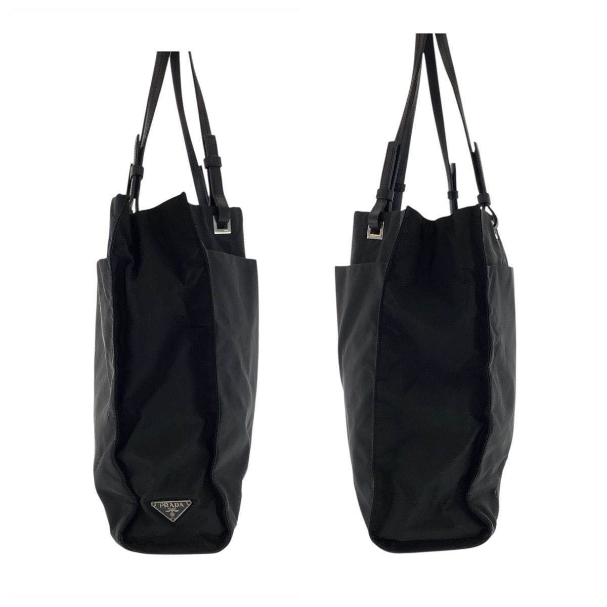 Prada Tessuto Black Silver Nylon Leather Tote Shoulder Bag — view 7