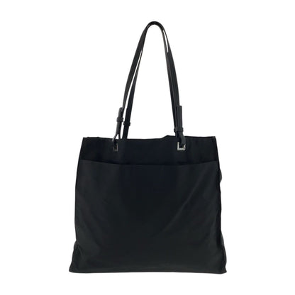 Prada Tessuto Black Silver Nylon Leather Tote Shoulder Bag