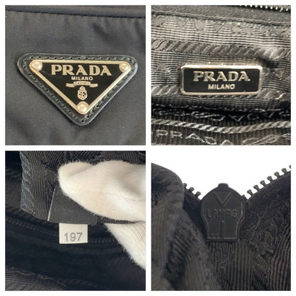 Prada Tessuto Black Silver Nylon Shoulder Bag Pochette — view 3