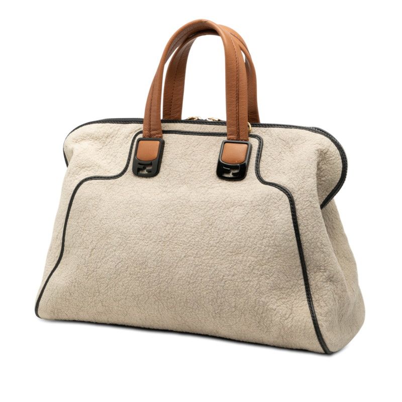 Fendi Chameleon Handbag Beige Pile Leather — view 2