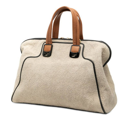Fendi Chameleon Handbag Beige Pile Leather — view 2