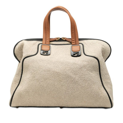 Fendi Chameleon Handbag Beige Pile Leather