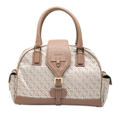 Loewe Repeat Anagram Handbag Pink Beige White Canvas Leather