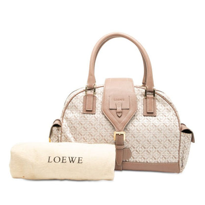 Loewe Repeat Anagram Handbag Pink Beige White Canvas Leather — view 7