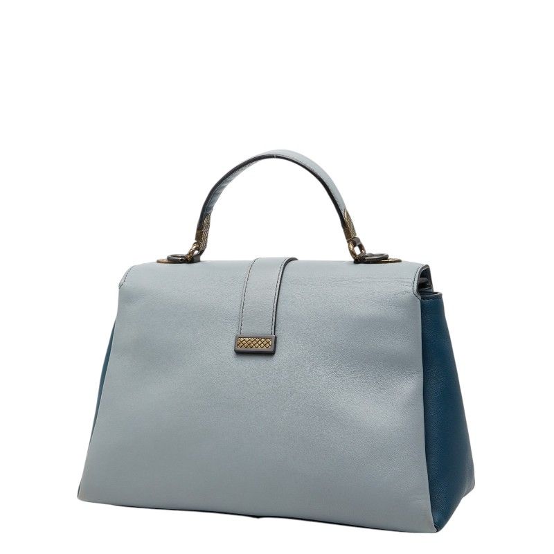 Bottega Veneta Piazza Top Handle Handbag Blue Leather — view 2