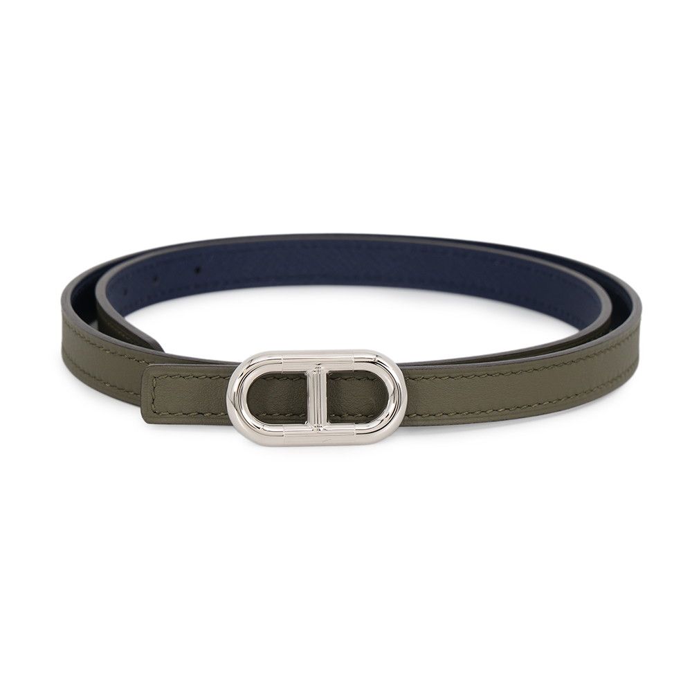 Hermes Belt Maillon Reversible Vert Veronese Blue Sapphire Silver Swift Epsom 70
