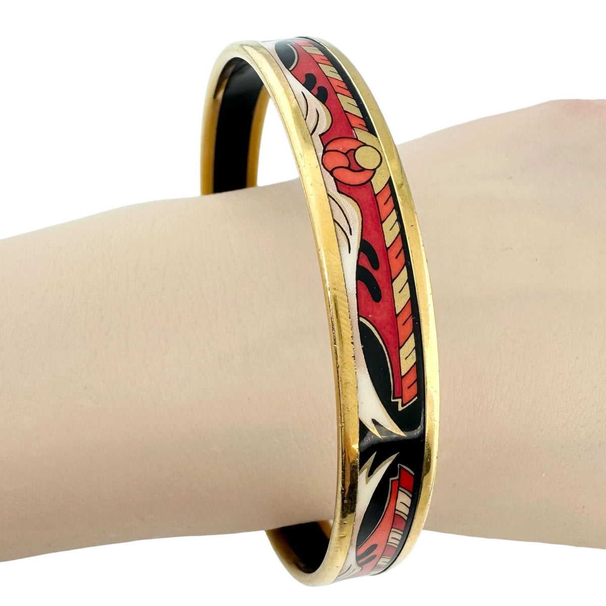 Hermes Bangle Enamel Gold Plated Multicolor Cloisonne Bracelet — view 3